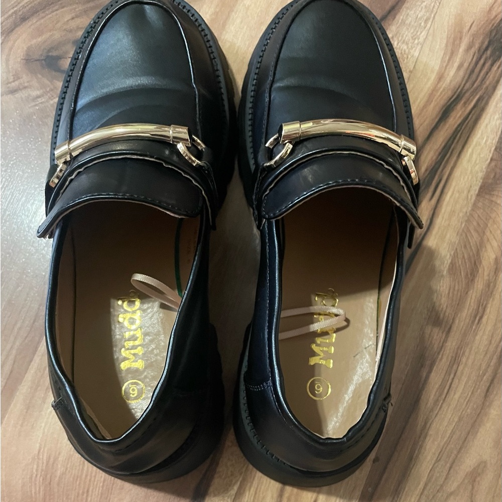 Mudd Meleri chunky horsebit loafers with a gold-tone buckle and lug sole Sz 6 - Picture 5 of 9